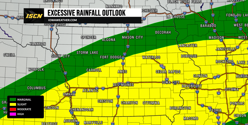 Excessive Rainfall Outlook for Iowa on Tuesday September 15th, 2026