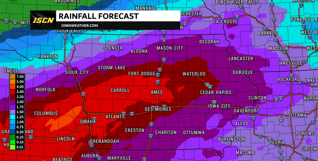Iowa Rainfall Forecast through Saturday