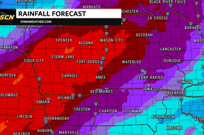 Iowa Rainfall Forecast Map through 7AM Saturday