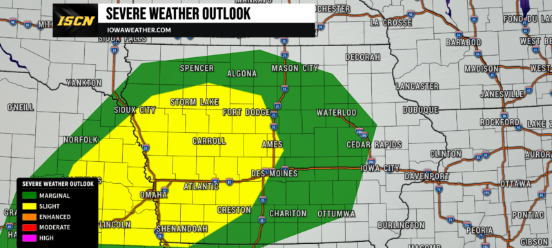 Iowa Severe Weather Outlook for Monday