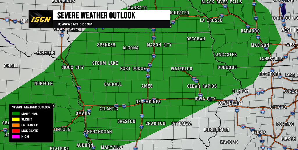 Severe Weather Outlook for Monday in Iowa