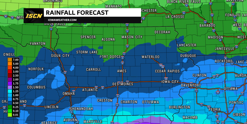 Forecast Rainfall Amounts From Monday Through Thursday