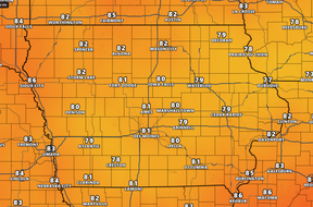 Temperature Forecast for Saturday in Iowa