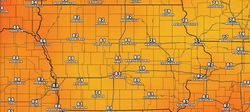 Temperature Forecast for Saturday in Iowa